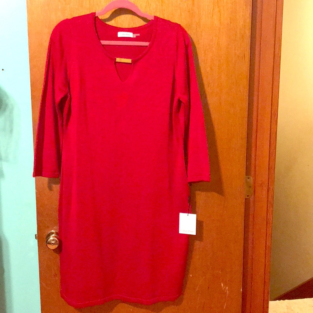 Red calvin klein dress